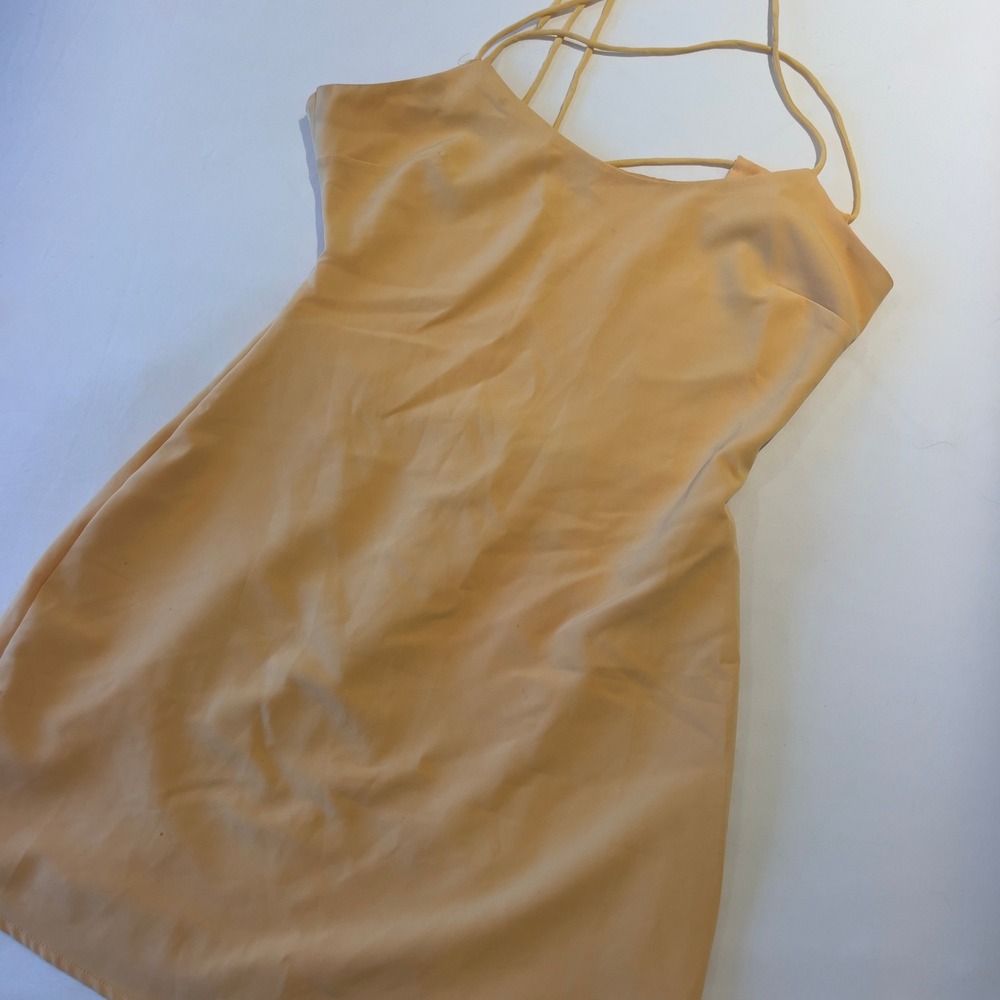 NBD Apricot Open Back Lace Up Mini Dress Scoop Neck‎ Bodycon Orange